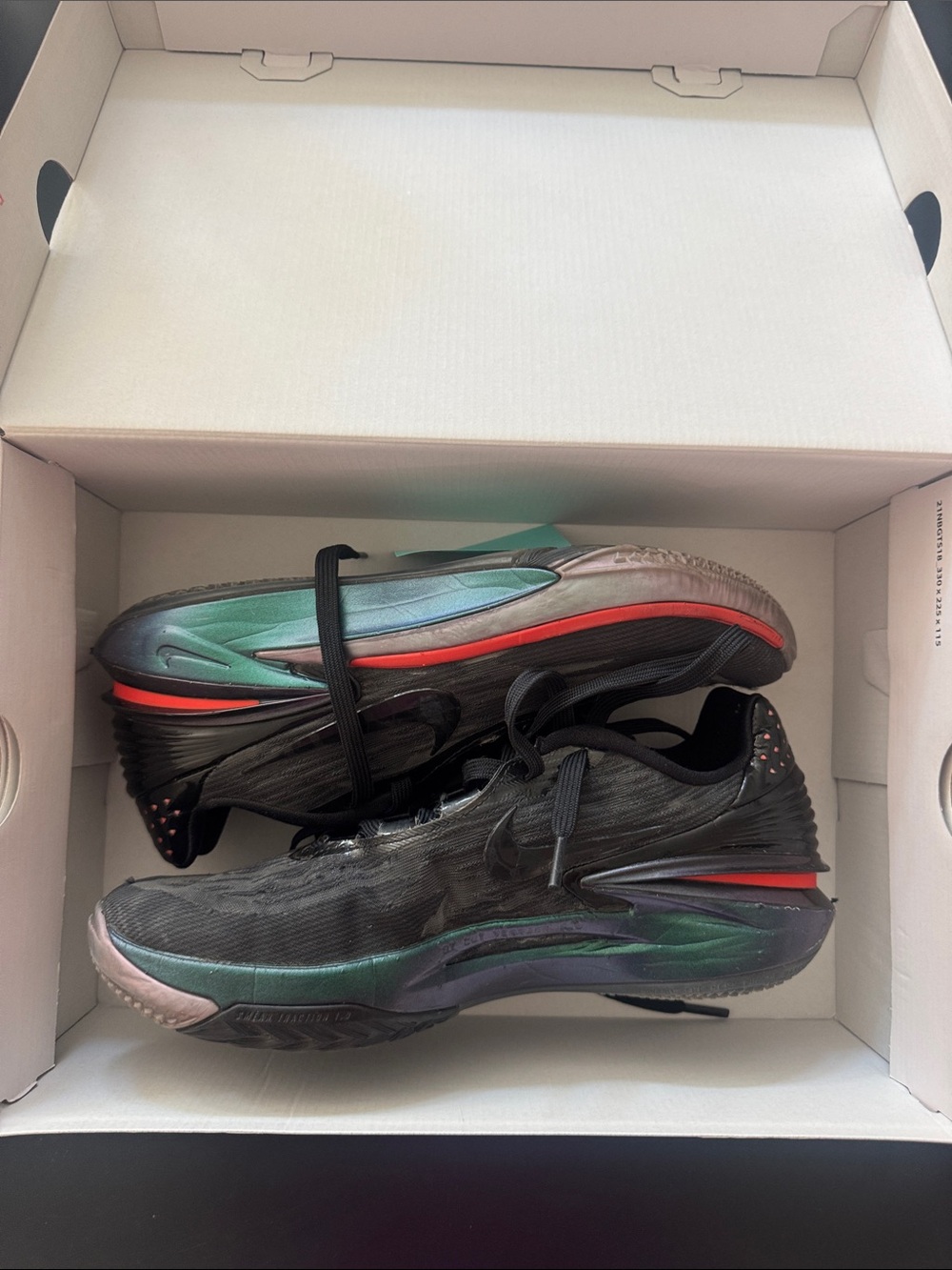 Nike Men’s GT CUT Black with Iridescent Green-Blue & Red Trim Sneakers